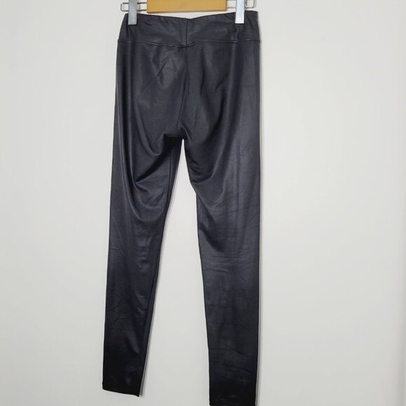 Luxe Legging Womens Black Stretch Ankle Leggings Pants Mid Rise Wet Look Small - Picture 4 of 9